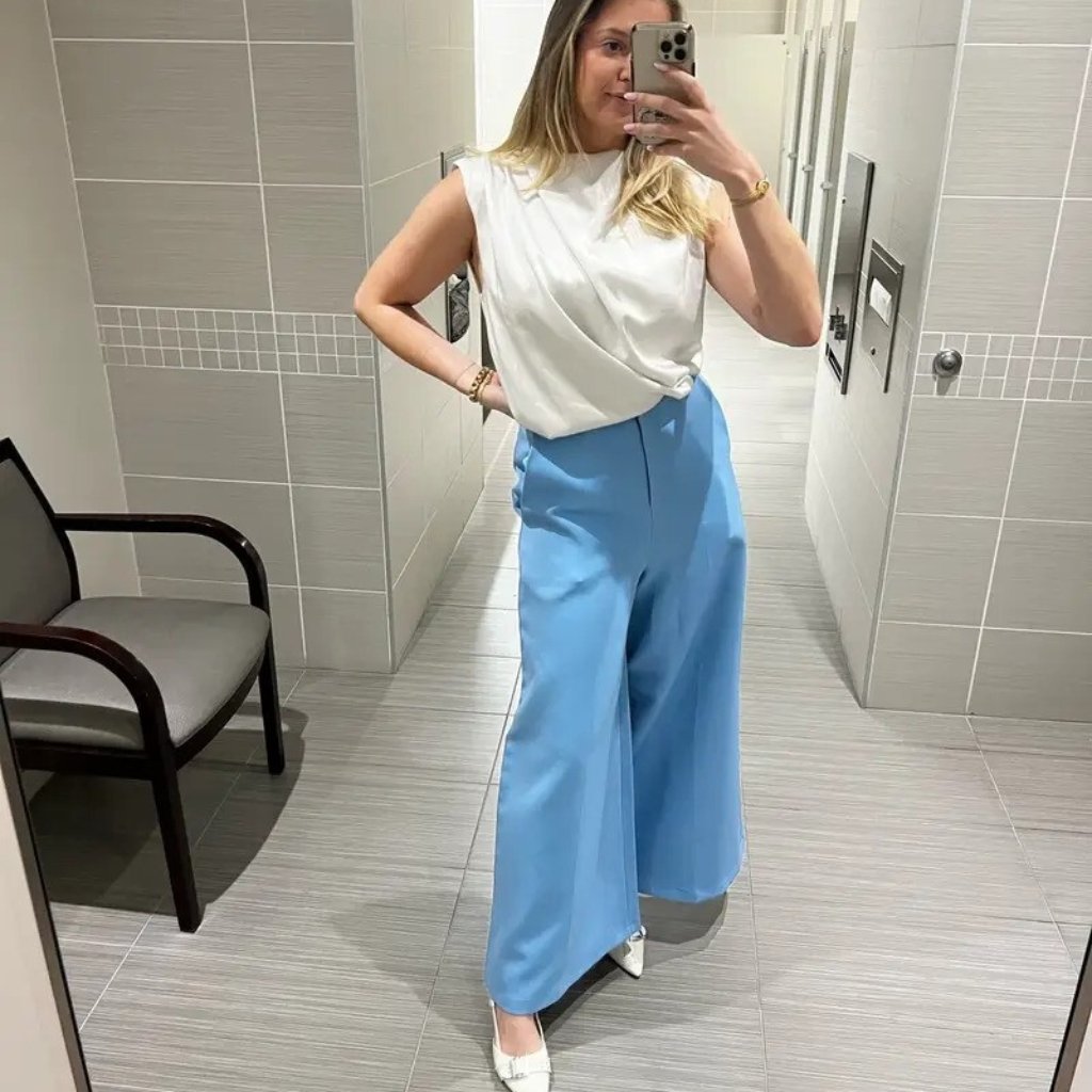 Marina Moscone Women's Blue Wide Leg Pants Size 0